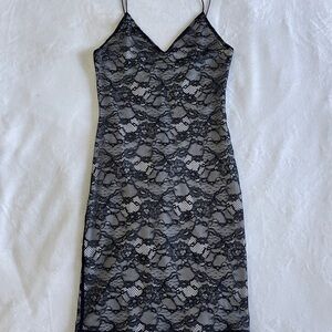 Alice + Olivia Black Lace Detail Dress